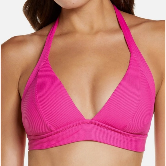 BECCA Ribbed Halter Triangle Bikini Top - Picture 5 of 5